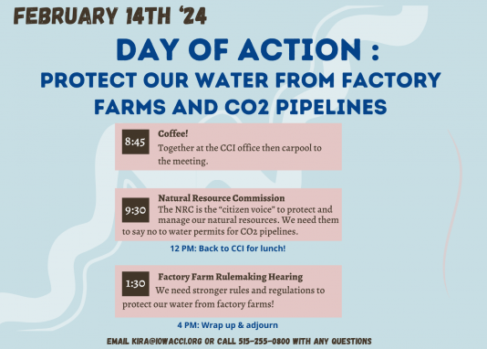 image in blue background with black and dark blue text outlining details for clean water day of action