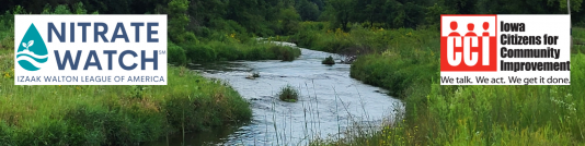 image showing a stream and the logos of Iowa CCI and Nitrate Watch